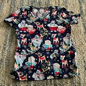 Rudolph Christmas Scrub Top